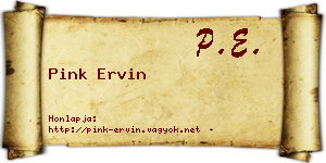 Pink Ervin névjegykártya